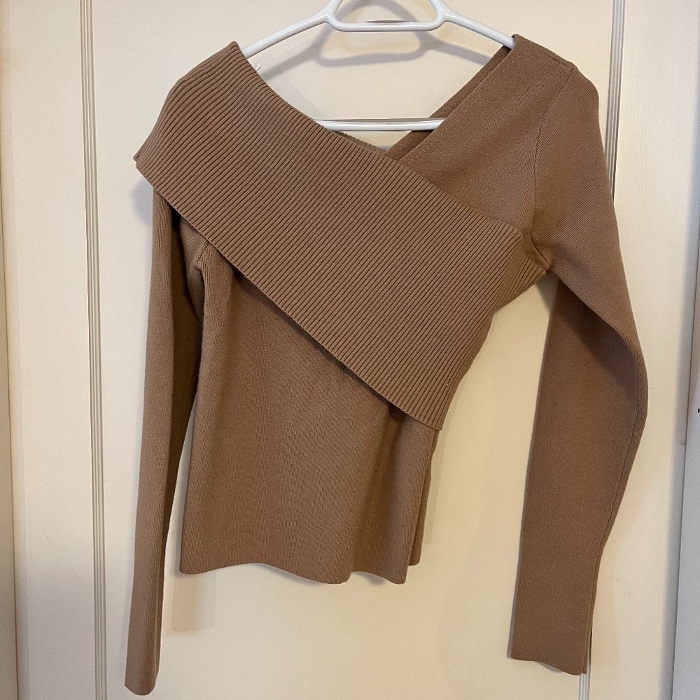 Line & Dot One Shoulder Sylvie Sweater in Beige (Never Worn) - Picture 2 of 8